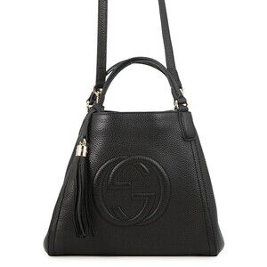 Gucci Soho Interlocking GG Leather Handbag Bag Black